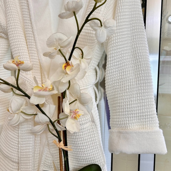 *Womens Turkish Cotton Waffle Spa/Bath Robe with Shawl Collar, Size S/M - Picture 3 of 7